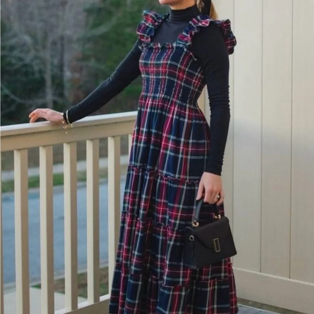 Hill House Home Ellie Nap Midi Dress Tartan Plaid Med RARE HARD TO FIND Holiday - Picture 3 of 14